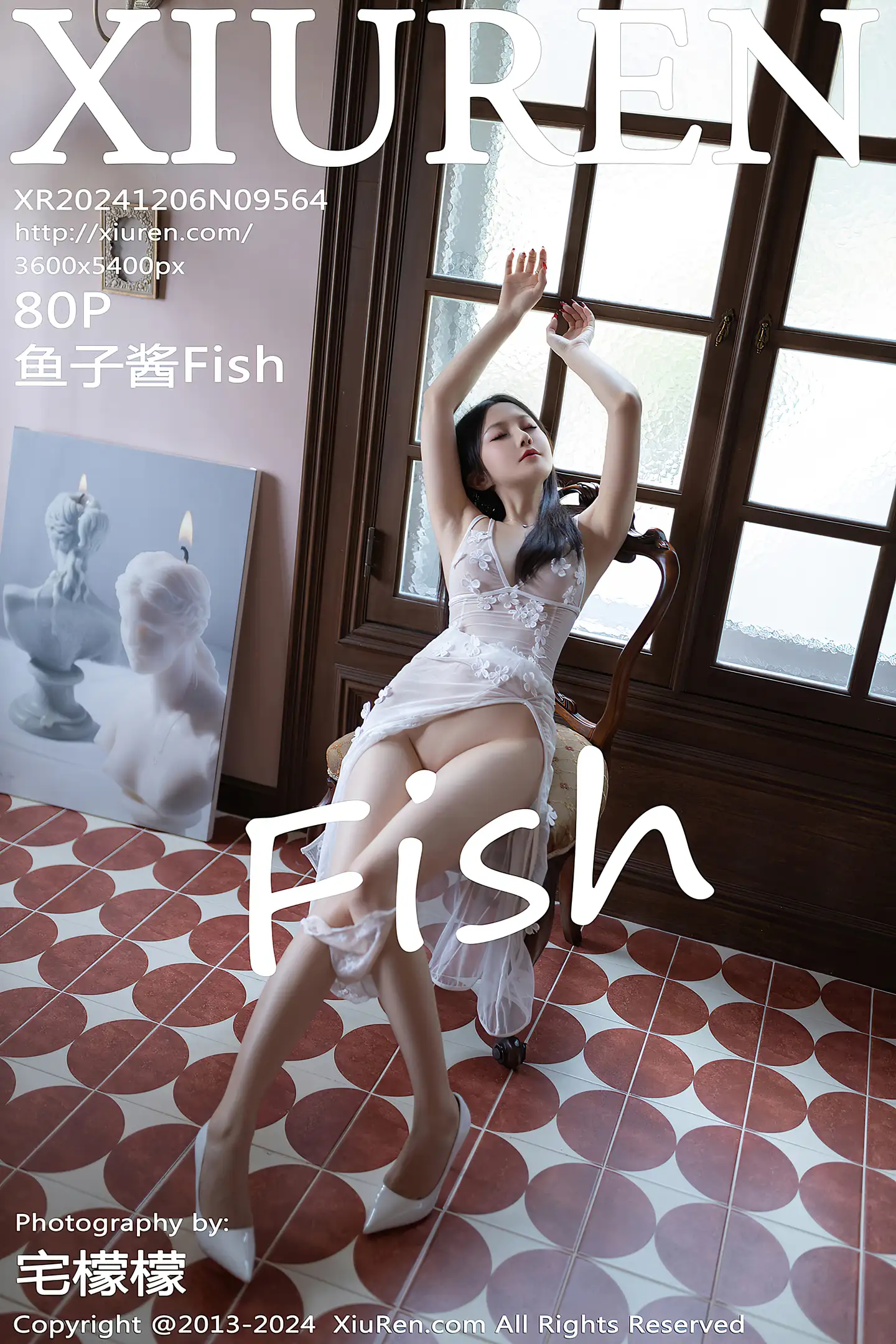 [XiuRen秀人网]No.9564_模特鱼子酱Fish性感白色连衣短裙配超薄肉丝秀曼妙身姿诱惑写真80P-秀人网 - XiuRen.Space